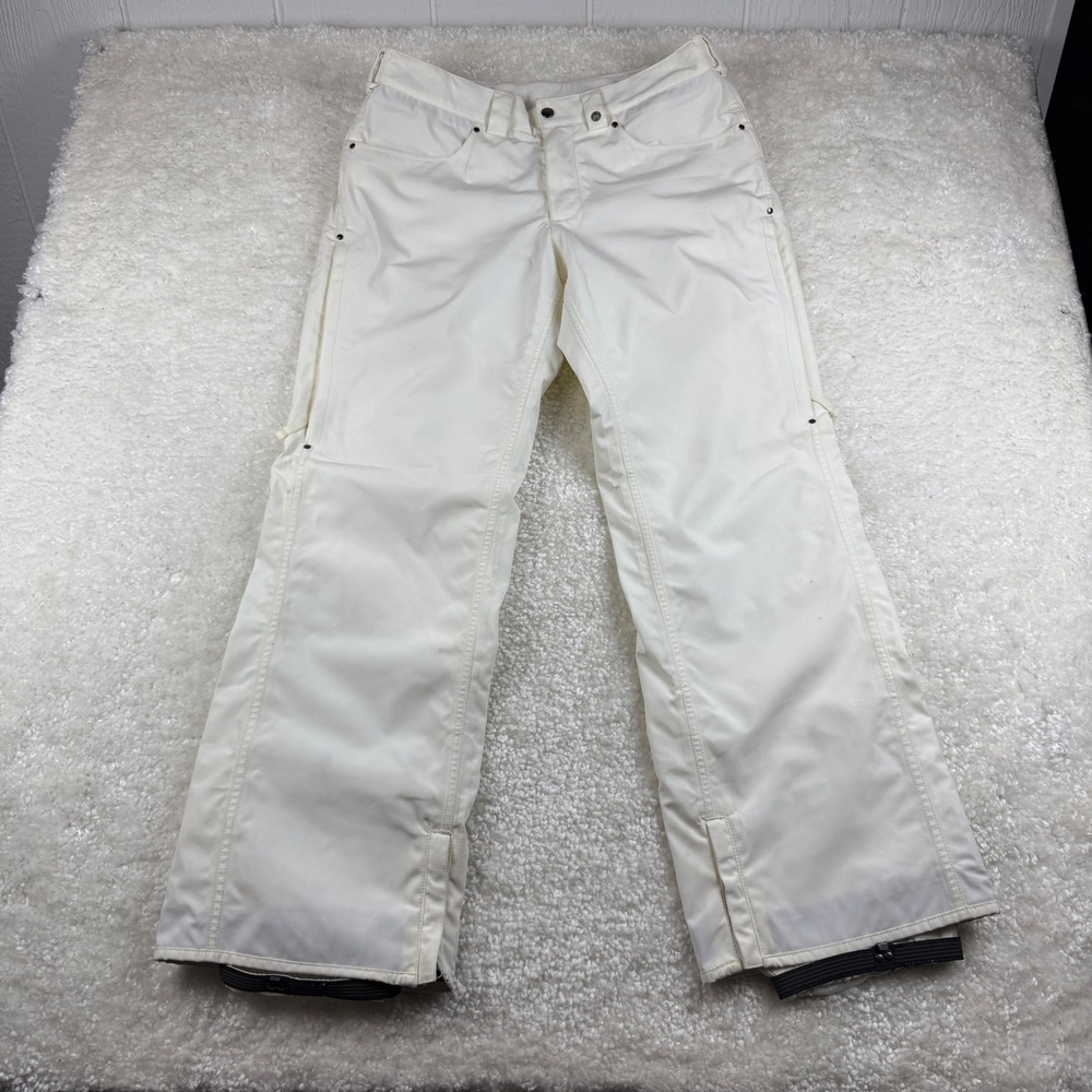 Burton Society Snowboard Pants Womens M White DRYRIDE Insulated Ski Trousers